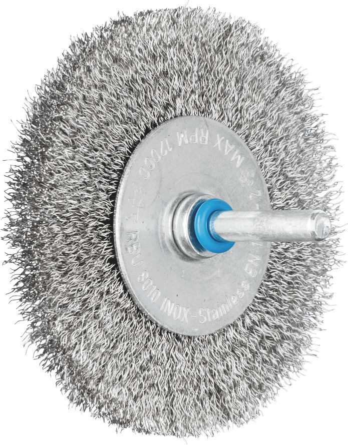 Wheel Brush Crimp  80x10mm Inox Spindle (6)