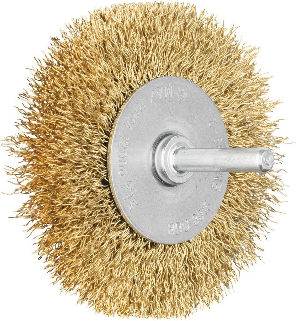 Wheel Brush Crimp  80x15mm Brass Spindle (6)
