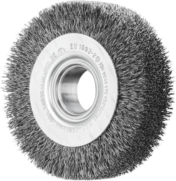 Wheel Brush Crimp 100x28mm Steel 14mm Bore