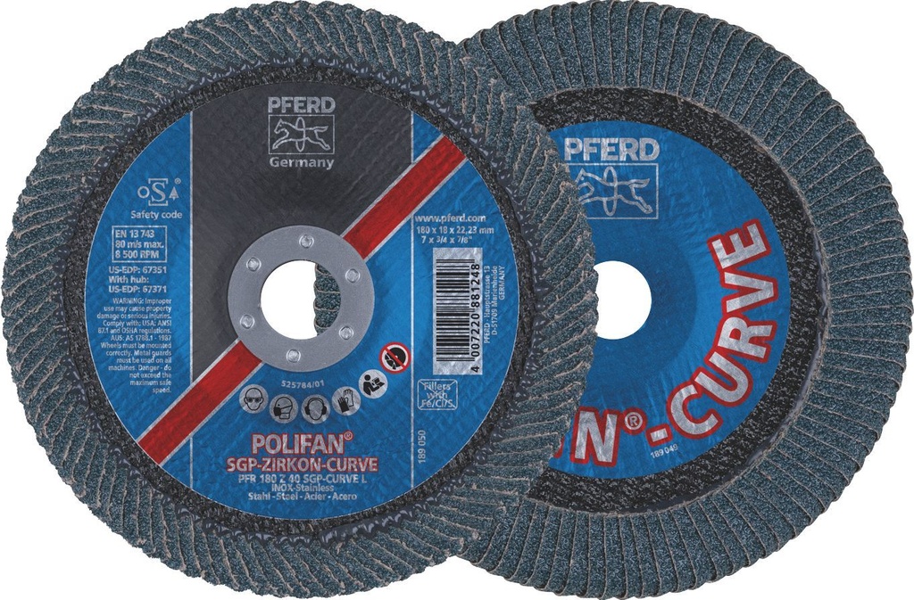 Flap Disc 180x22 40G Zirconia L SGP Curve Pferd