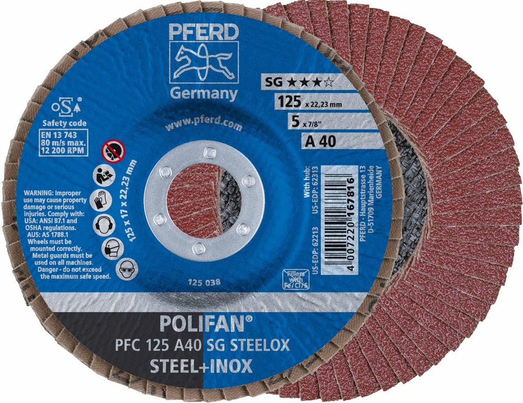 Flap Disc 125x22 40G Alox SG Steelox Pferd
