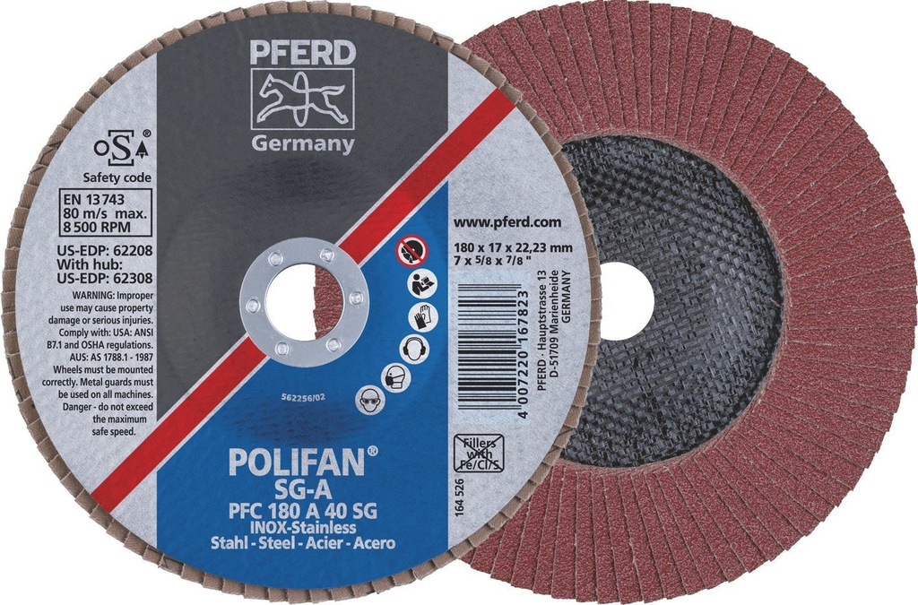 Flap Disc 180x22 40G Alox SG Steelox Pferd