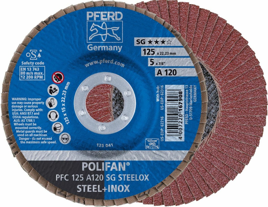 Flap Disc 125x22 120G Alox SG Steelox Pferd
