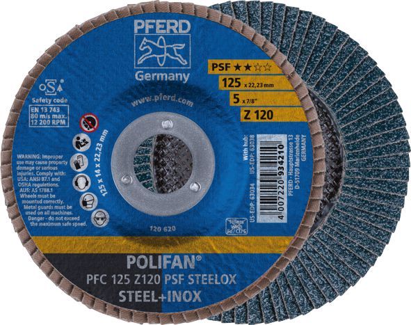 Flap Disc 125x22 120G Zirconia PSF Steelox Pferd