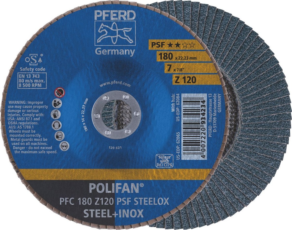 Flap Disc 180x22 120G Zirconia PSF Steelox Pferd