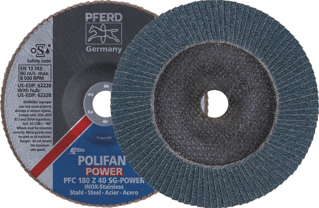 Flap Disc 180x22 40G Zirconia SG Power Pferd