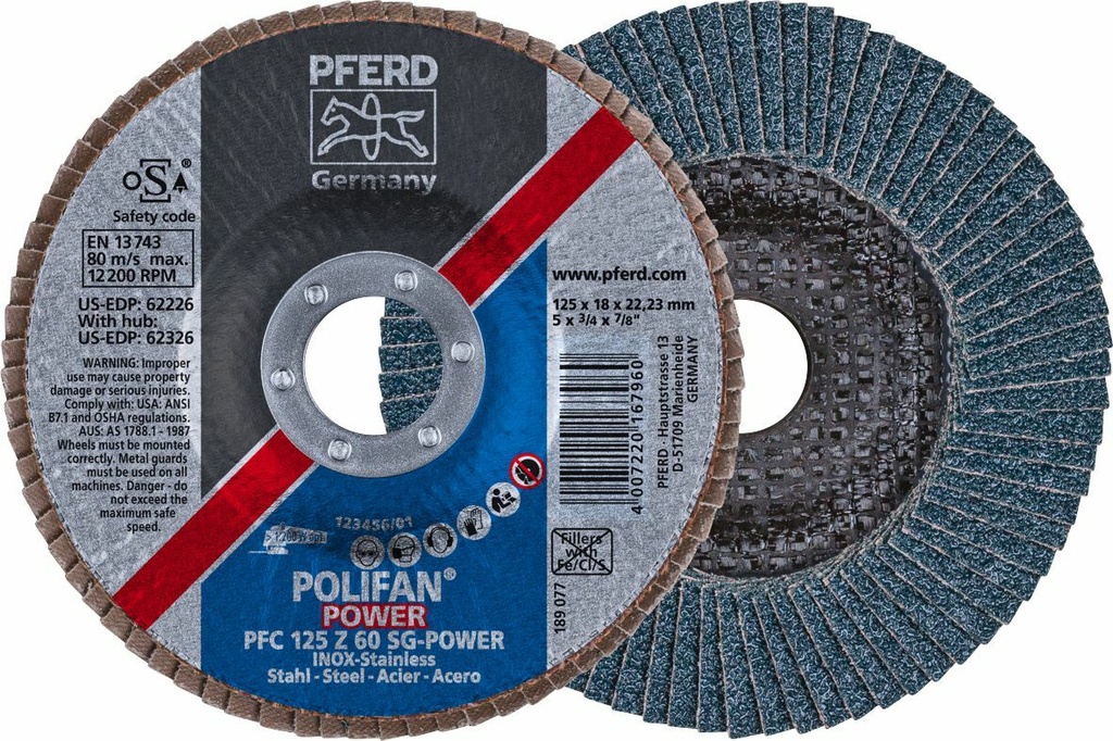 Flap Disc 125x22 60G Zirconia SG Power Pferd