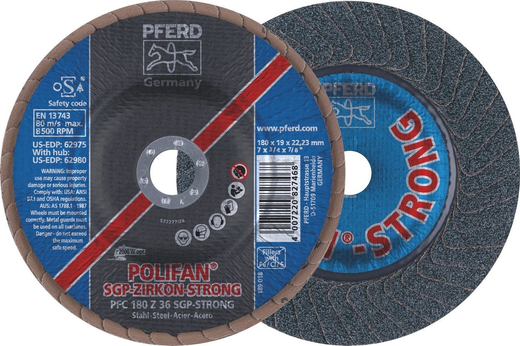 Flap Disc 180x22 36G Zirconia SGP Strong Pferd