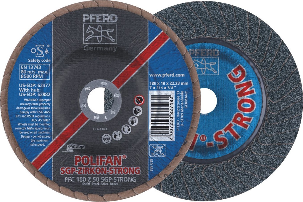Flap Disc 180x22 50G Zirconia SGP Strong Pferd
