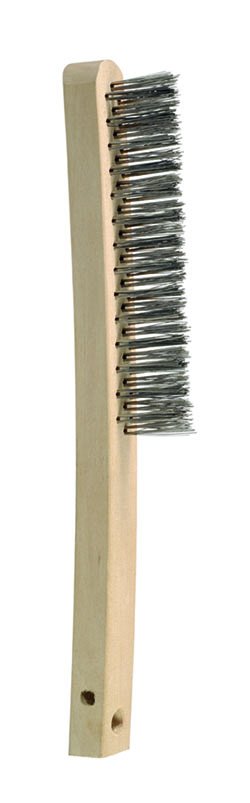 Hand Scratch Brush 3 Row Steel Wood Convex