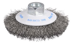 Bevel Brush Crimp 100mm Steel MultiThread Bordo