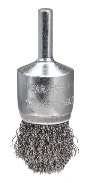 End Brush Crimp 25mm Steel Spindle 1/4" Pointed