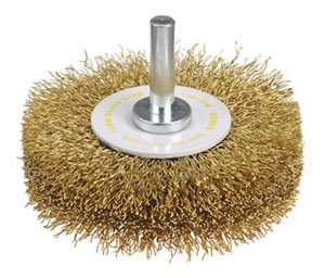 Wheel Brush Crimp  70x18mm Brass Spindle 1/4"