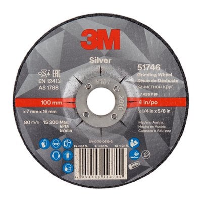 [3M.7100141123] Grinding Disc 100x6.0x16 A36P Rigid Silver 3M