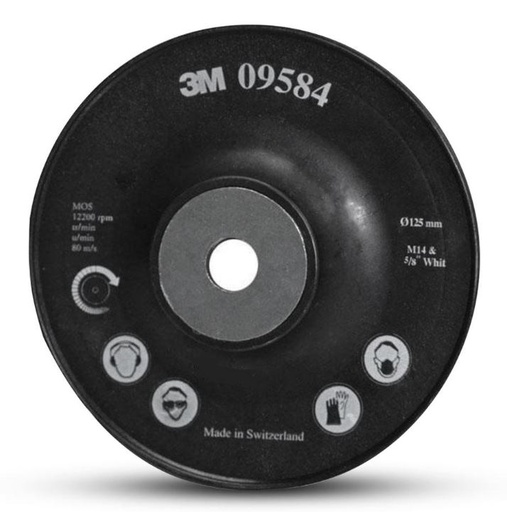 [3M.7000105442] Backing Pad 125mm Fibre Disc Ribbed Black 3M 09584
